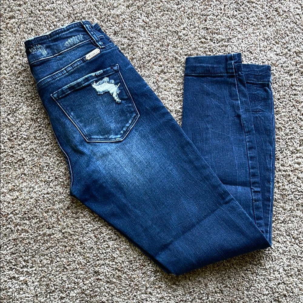 KanCan Blue Skinny Jeans with Faded Wash 24 NWOT